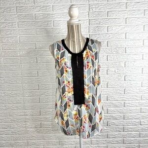 CAbi Floral & Geometric Chevron Sleeveless Tank Top Size Small